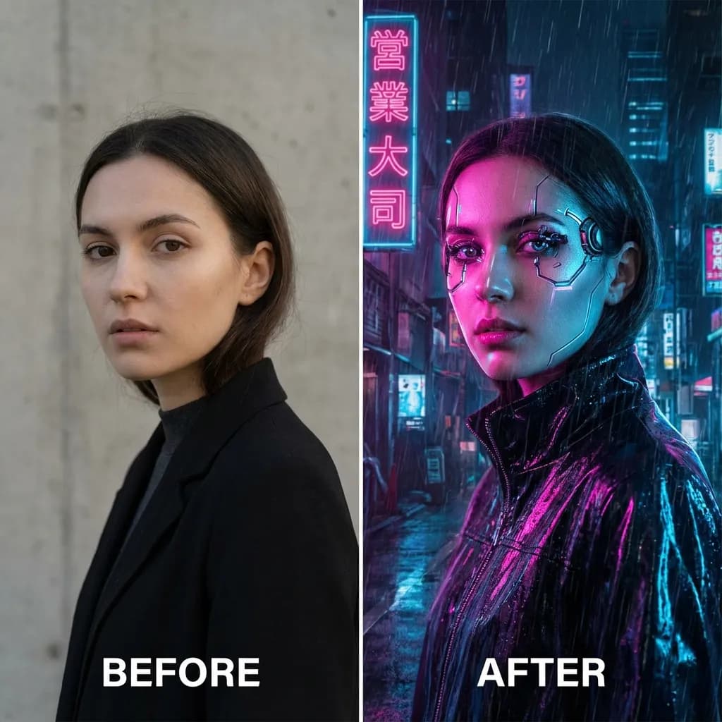 Cyberpunk Portrait - Neon Dystopian Style