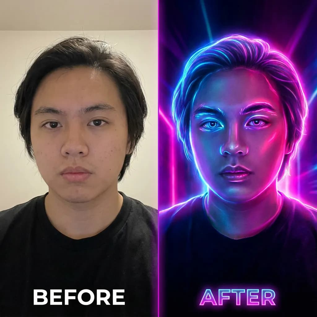 Neon Glow Effect - Vibrant Light Portrait